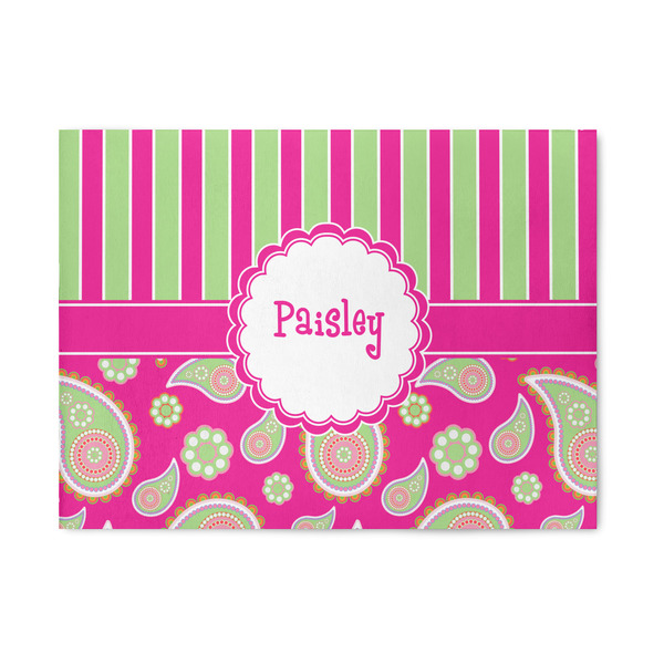 Custom Pink & Green Paisley and Stripes Area Rug (Personalized)