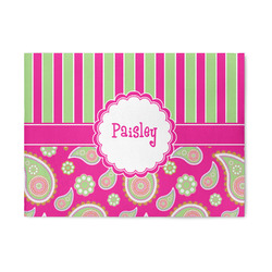 Pink & Green Paisley and Stripes 5' x 7' Patio Rug (Personalized)