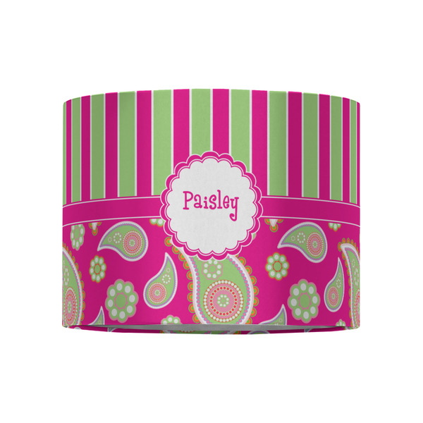 Pink & Green Paisley and Stripes 8" Drum Lampshade - FRONT (Fabric)