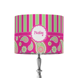 Pink & Green Paisley and Stripes 8" Drum Lamp Shade - Fabric (Personalized)