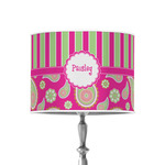 Pink & Green Paisley and Stripes 8" Drum Lamp Shade - Poly-film (Personalized)