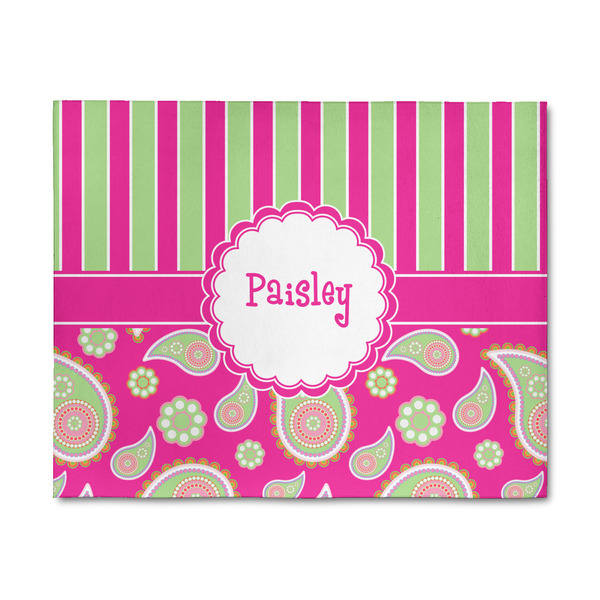 Custom Pink & Green Paisley and Stripes 8' x 10' Indoor Area Rug (Personalized)