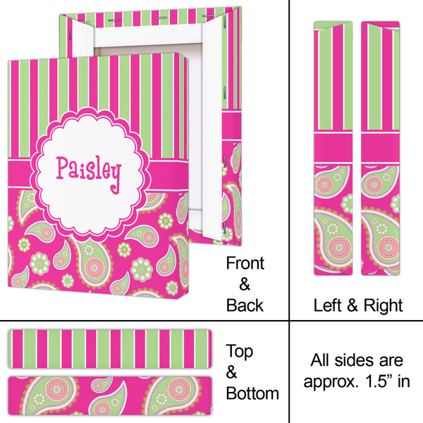 Pink & Green Paisley and Stripes 8x10 - Canvas Print - Approval