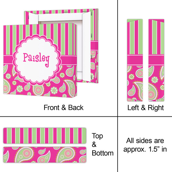 Pink & Green Paisley and Stripes 8x8 - Canvas Print - Approval