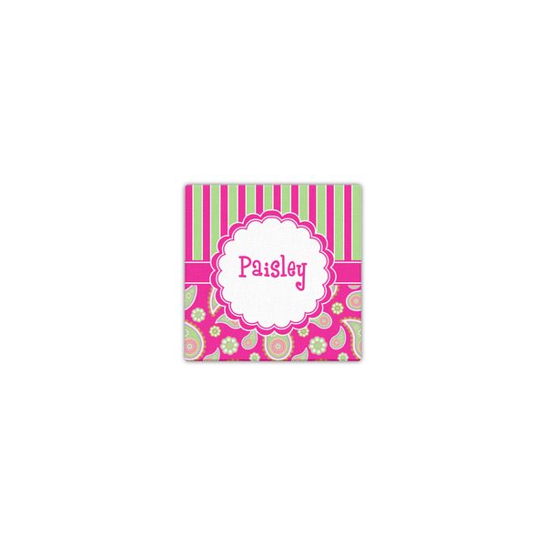 Pink & Green Paisley and Stripes 8x8 - Canvas Print - Front View