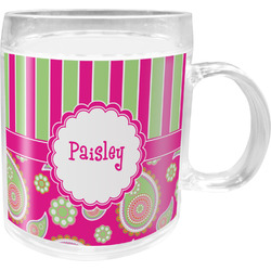 Pink & Green Paisley and Stripes Acrylic Kids Mug (Personalized)