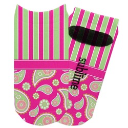 Pink & Green Paisley and Stripes Adult Ankle Socks