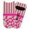 Pink & Green Paisley and Stripes Adult Ankle Socks - Single Pair - Front and Back