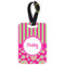 Pink & Green Paisley and Stripes Metal Luggage Tag w/ Name or Text