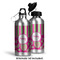 Pink & Green Paisley and Stripes Aluminum Water Bottle - Alternate lid options