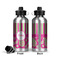 Pink & Green Paisley and Stripes Aluminum Water Bottle - Front and Back