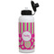 Pink & Green Paisley and Stripes Aluminum Water Bottle - White Front