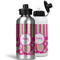 Pink & Green Paisley and Stripes Aluminum Water Bottles - MAIN (white &silver)