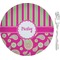 Pink & Green Paisley and Stripes Appetizer / Dessert Plate