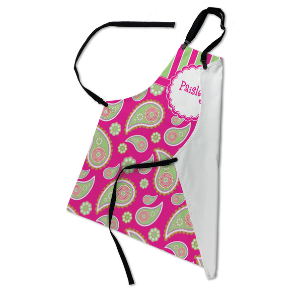 Pink & Green Paisley and Stripes Apron - Folded