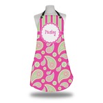Pink & Green Paisley and Stripes Apron w/ Name or Text