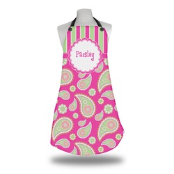 Pink & Green Paisley and Stripes Apron w/ Name or Text