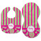 Pink & Green Paisley and Stripes Baby Bib & Burp Set - Approval (new bib & burp)