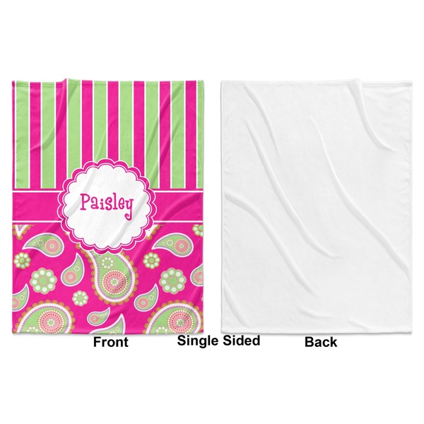 Pink & Green Paisley and Stripes Baby Blanket (Single Side - Printed Front, White Back)