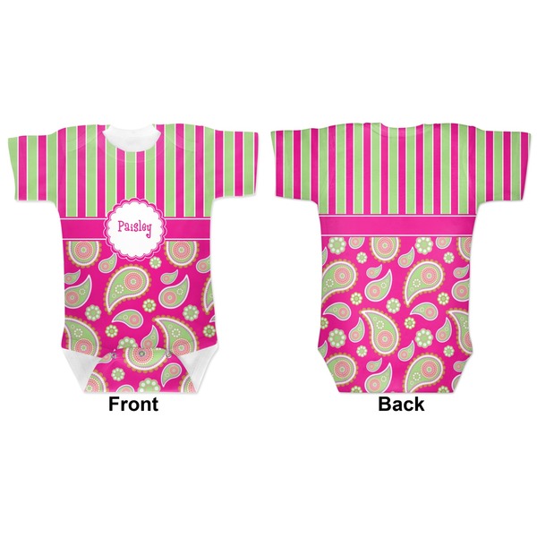 Pink & Green Paisley and Stripes Baby Bodysuit Approval