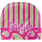 Pink & Green Paisley and Stripes Baby Hat (Beanie) (Personalized)