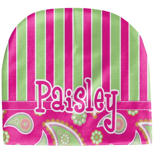 Custom Pink & Green Paisley and Stripes Baby Hat (Beanie) (Personalized)