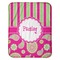 Pink & Green Paisley and Stripes Baby Sherpa Blanket - Flat