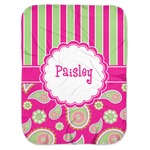 Pink & Green Paisley and Stripes Baby Swaddling Blanket (Personalized)
