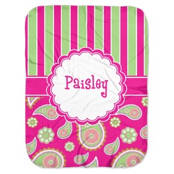 Pink & Green Paisley and Stripes Baby Swaddling Blanket (Personalized)
