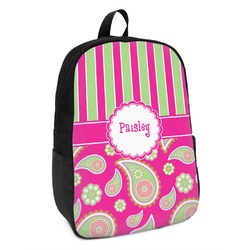 Pink & Green Paisley and Stripes Kids Backpack (Personalized)