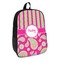 Pink & Green Paisley and Stripes Backpack - angled view