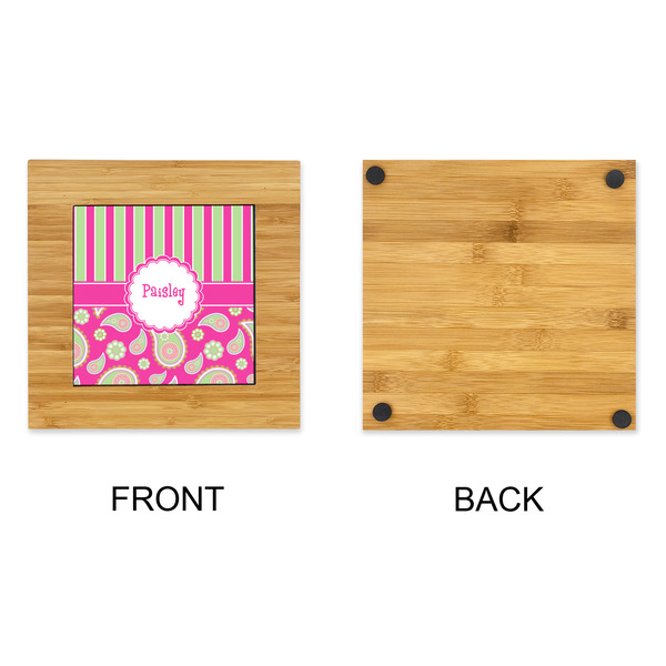 Pink & Green Paisley and Stripes Bamboo Trivet with 6" Tile - APPROVAL