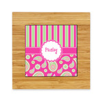 Pink & Green Paisley and Stripes Bamboo Trivet with Ceramic Tile Insert (Personalized)