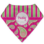 Pink & Green Paisley and Stripes Bandana Bib (Personalized)