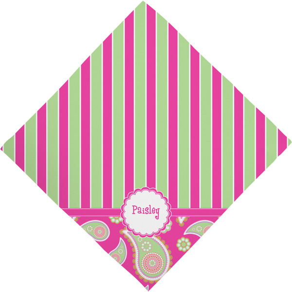 Pink & Green Paisley and Stripes Bandana - Full View