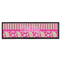 Pink & Green Paisley and Stripes Bar Mat - Large (Personalized)