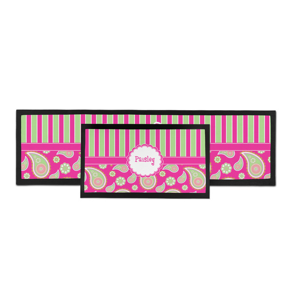 Pink & Green Paisley and Stripes Bar Mat - Parent Main