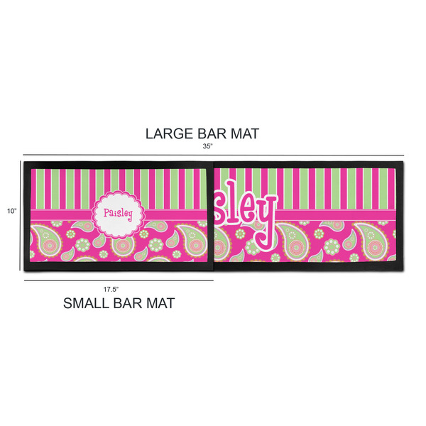 Pink & Green Paisley and Stripes Bar Mats - Sizing Chart