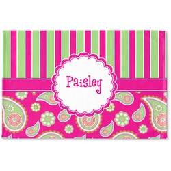 Pink & Green Paisley and Stripes Woven Mat (Personalized)