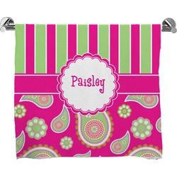Pink & Green Paisley and Stripes Bath Towel (Personalized)