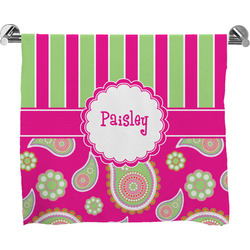 Pink & Green Paisley and Stripes Bath Towel (Personalized)
