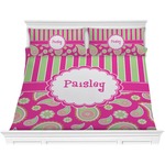 Pink & Green Paisley and Stripes Comforter Set - King (Personalized)