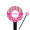 Pink & Green Paisley and Stripes Black Plastic 7" Stir Stick - Round - Closeup