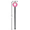 Pink & Green Paisley and Stripes Black Plastic 7" Stir Stick - Round - Dimensions