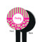 Pink & Green Paisley and Stripes Black Plastic 7" Stir Stick - Single Sided - Round - Front & Back