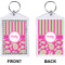 Pink & Green Paisley and Stripes Bling Keychain (Front + Back)