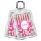 Pink & Green Paisley and Stripes Bling Keychain - MAIN