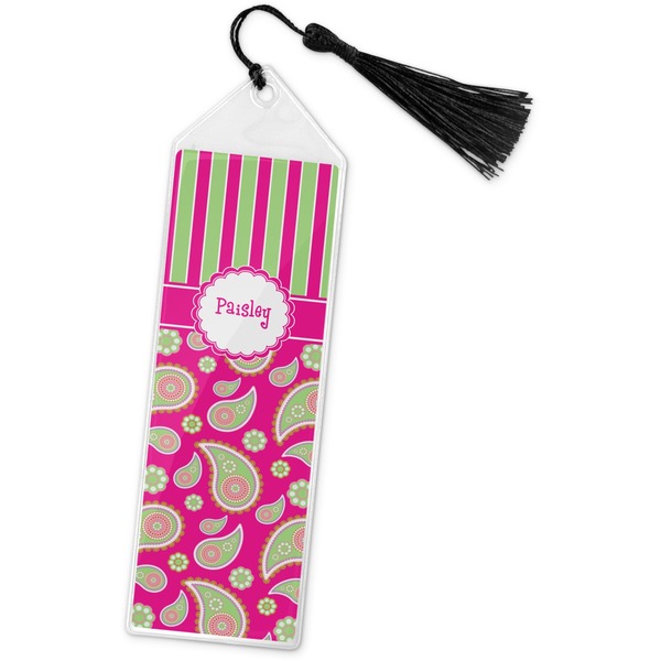 Custom Pink & Green Paisley and Stripes Book Mark w/Tassel (Personalized)