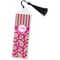 Pink & Green Paisley and Stripes Bookmark with tassel - Flat