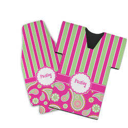 Pink & Green Paisley and Stripes Bottle Cooler (Personalized)